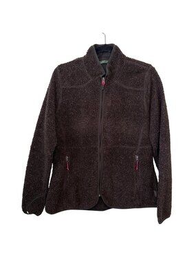 Woolrich Womens Bark Brown Full-Zip Sherpa Fleece Jacket L